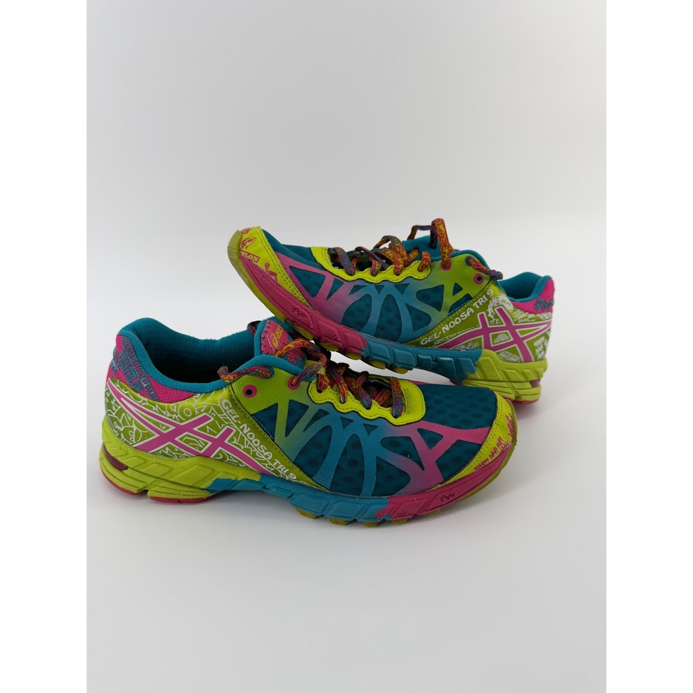 ASICS Gel Noosa Tri 9 Women's Sz. 7 Running Shoes Neon Pink Blue T458N Triathlon